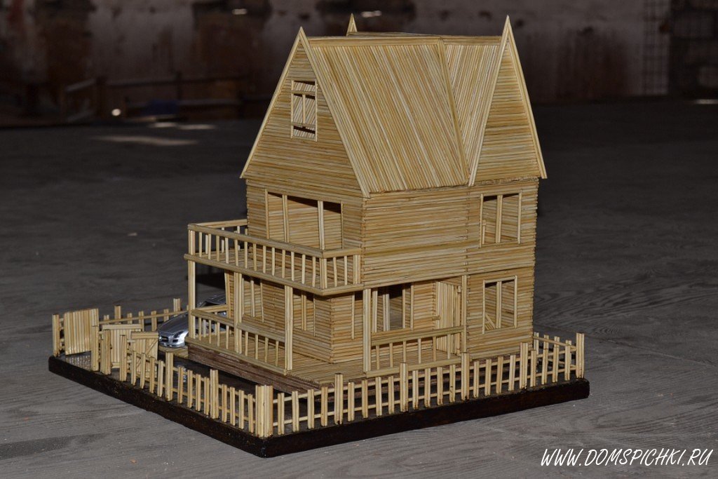 Маленький дом из шпажек » Дом Спички - поделки из спичек и не только.